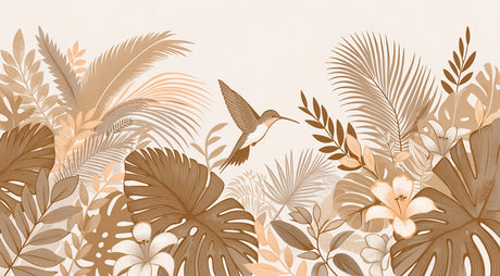 Beige Hummingbird Paradise design file showing detailed tropical pattern with palm leaves and birds