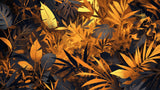 Tropical jungle design file showing detailed black and gold leaf pattern with metallic accents