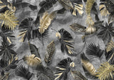 Tropical leaf design file showing detailed black monstera leaves with gold metallic highlights