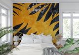 Entrance hall transformed with black and gold palm leaf wallpaper