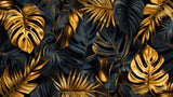 Design file of black and gold Monstera leaf pattern showing intricate detail