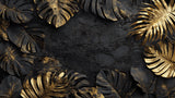 Design file of black and gold Monstera leaf pattern with metallic details
