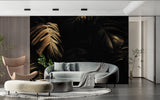 Black and gold leaf pattern adding elegance to home office space