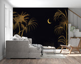 Night scene palm wallpaper bringing elegance to home office space