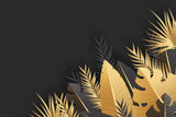 Black and gold palm leaves wallpaper design file showing intricate metallic details