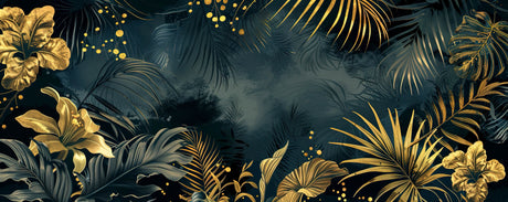 Black and gold palm leaves design file showing intricate pattern details