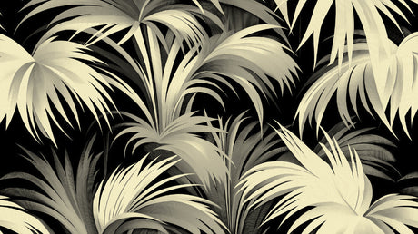 Tropical palm leaves design file with intricate gold details on black background