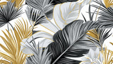 Black and gold palm leaves design file showing intricate tropical pattern and metallic details