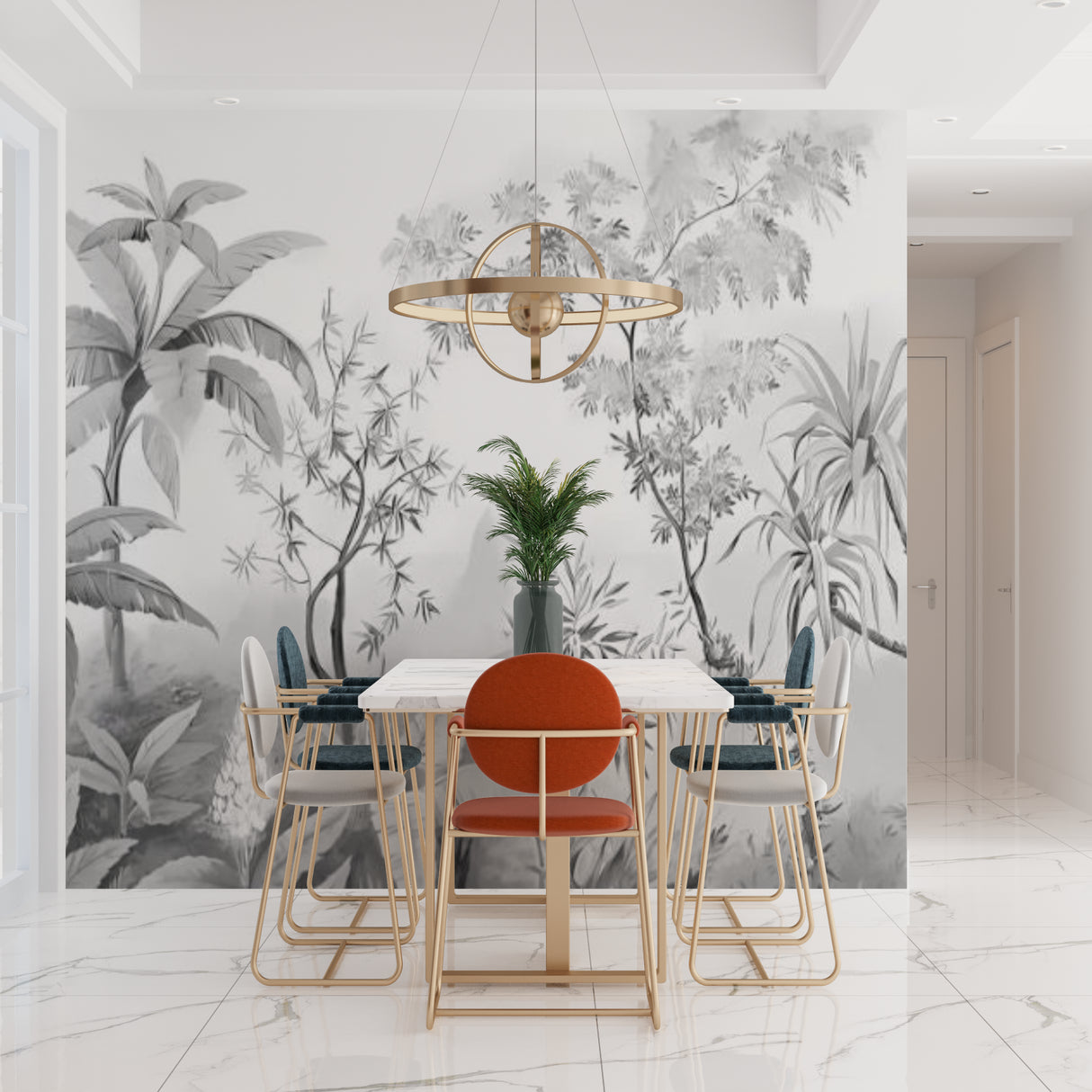 Bamboo jungle mural creating zen atmosphere in yoga studio