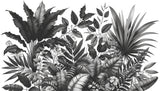 Carta da Parete Murale Tropicale | Design Botanico Bianco e Nero