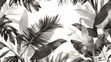 Monochrome tropical leaf pattern design file showing detailed Monstera leaves in watercolor style