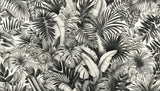 Monstera leaf wallpaper design file showing detailed black and white botanical pattern