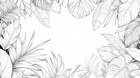 Black and white Monstera wallpaper design file showing detailed botanical line art pattern