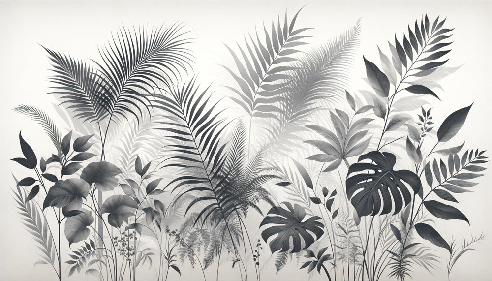 Monstera palm design file showing detailed black and white botanical pattern