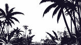 Black and white palm forest wallpaper design file showing detailed tropical pattern and textures