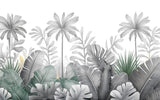 High-resolution design file of black and white palm leaves pattern