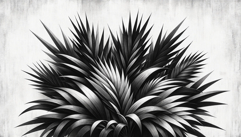 Black and white palm leaves design file showing detailed botanical pattern and sharp contrast