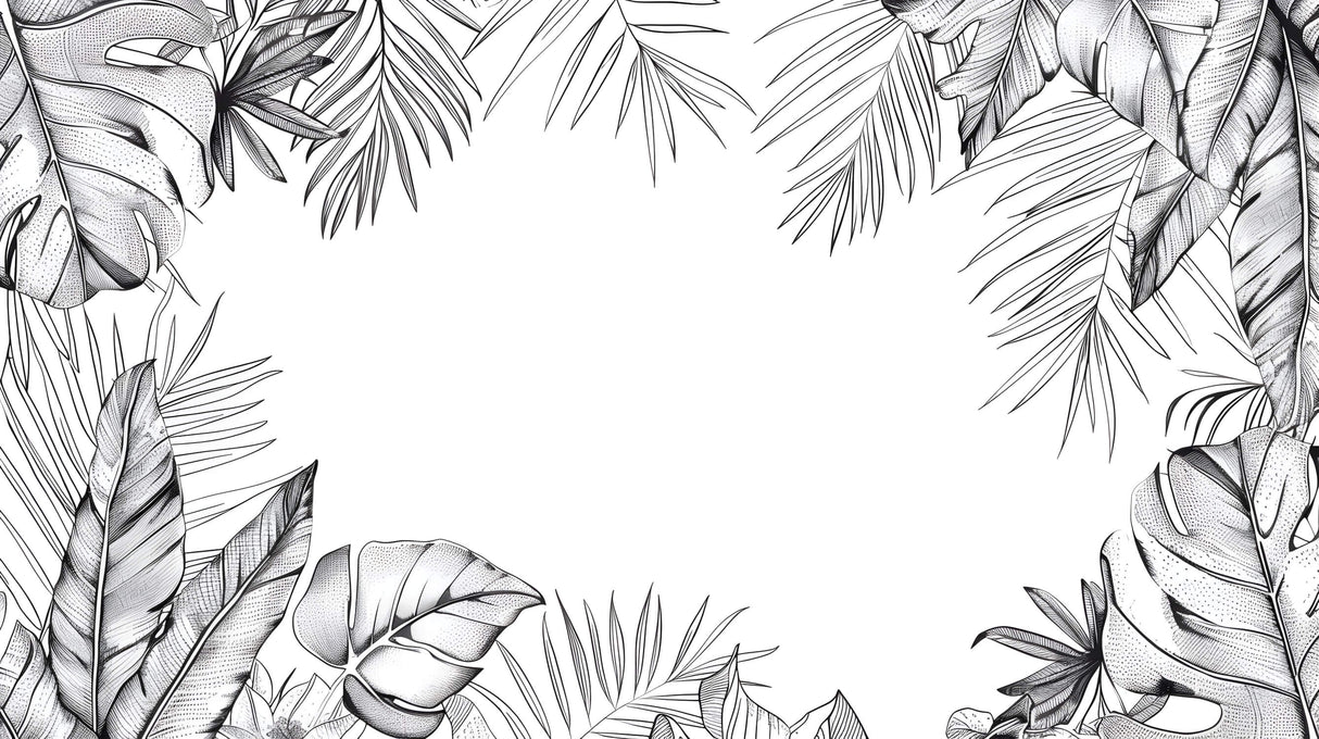 Black and white palm leaves design file showing intricate botanical pattern detail