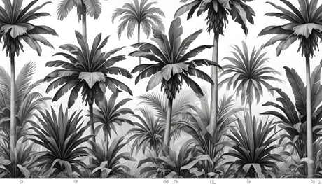 Black and white palm leaves design file showing intricate botanical pattern detail