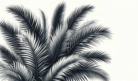 Black and white palm leaves wallpaper design file showing detailed tropical pattern