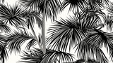 Tropical palm leaves design file showing detailed black silhouettes on white background