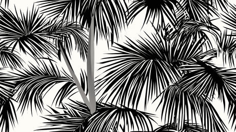Tropical palm leaves design file showing detailed black silhouettes on white background