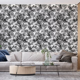 Black and white palm leaves design file showing the detailed tropical pattern and clean lines