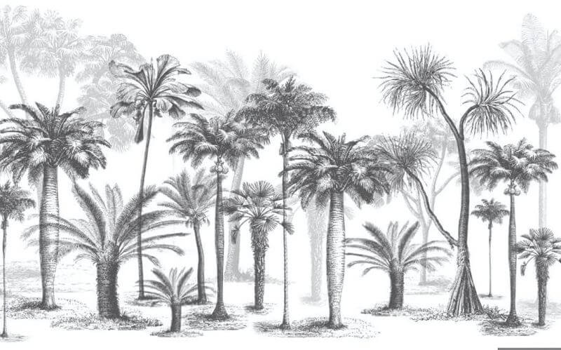 Black and white palm tree design file showing intricate pattern details and full wall coverage