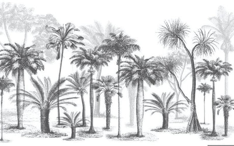 Black and white palm tree design file showing intricate pattern details and full wall coverage