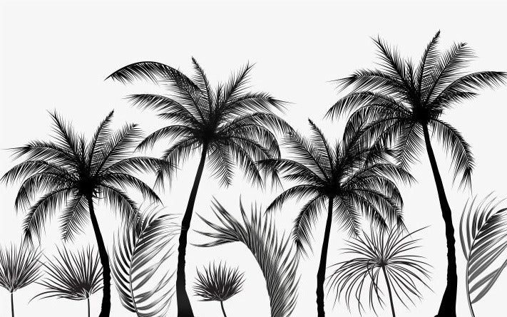 Black and white palm tree design file showing detailed frond pattern and arrangement
