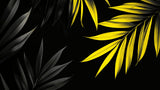 Black and yellow palm leaves design file showing detailed tropical pattern