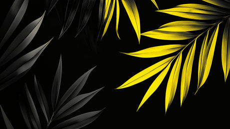 Black and yellow palm leaves design file showing detailed tropical pattern