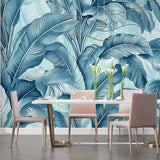 Banana leaf pattern wallpaper adding tropical flair to a master bedroom