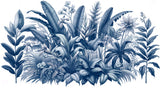 Tropical blue botanical garden design file showing detailed leaf patterns and textures