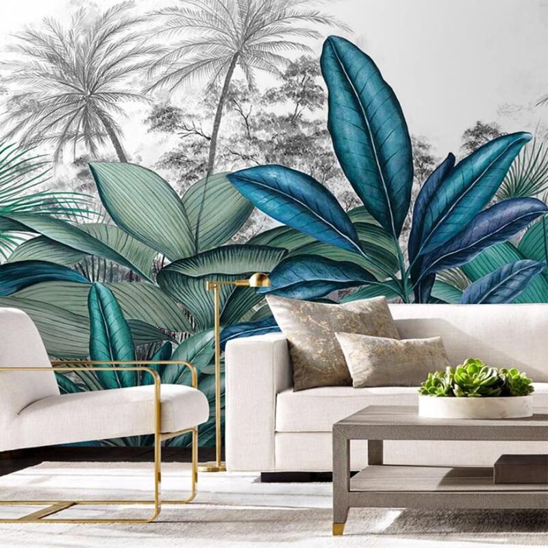 Botanical wallpaper adding a fresh feel to an entrance hallway