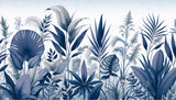 Tropical Monstera and Palm design file showing detailed blue botanical pattern on white background