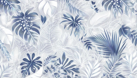 Blue monstera and palm leaves design file showing intricate pattern details