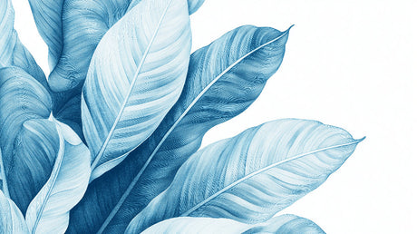 Blue Monstera leaf wallpaper design file showing detailed botanical pattern and rich azure tones