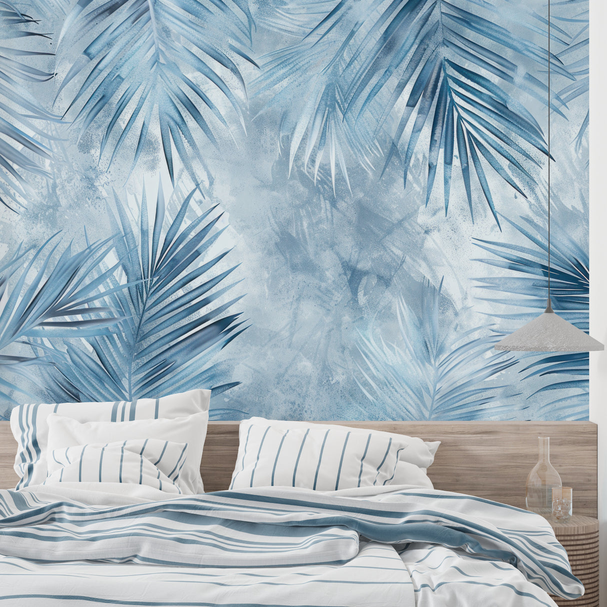 Tropical Wall Mural showcased in home office with natural lighting