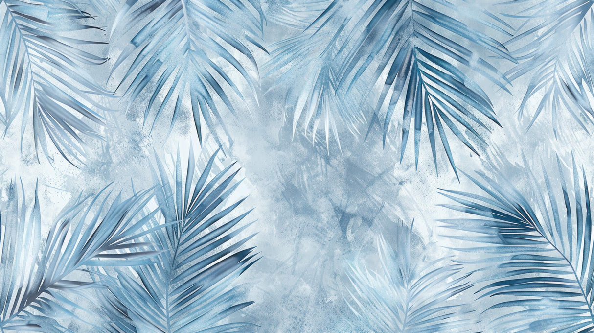 Blue Palm Leaves Wallpaper design file showing detailed watercolor pattern and texture
