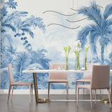 Palm paradise wallpaper bringing coastal feel to dining room space