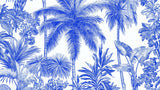 Blue tropical palm trees design file showing detailed exotic foliage pattern