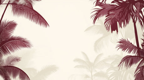 Tropical palm leaves design file showing detailed burgundy fronds pattern on ivory background
