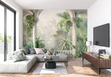 Classical palm tree mural bringing elegance to a master bedroom