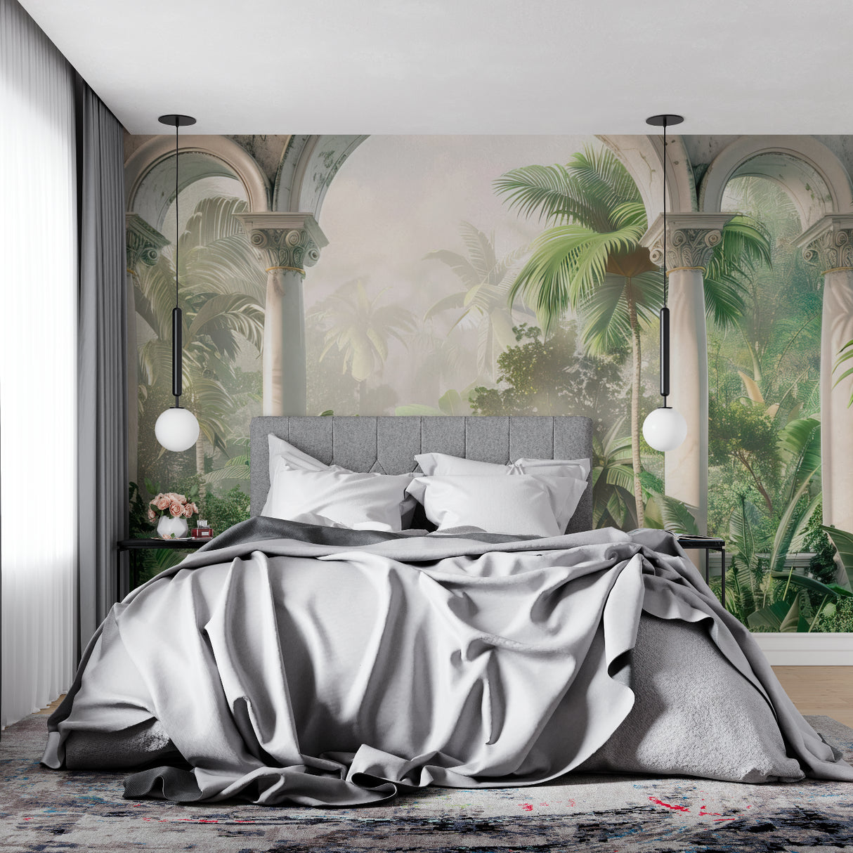 Paradise arch mural transforming a home office space