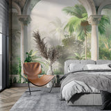 Tropical garden wallpaper creating luxury in an entrance hall