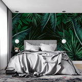 Botanical wall mural showcased in a modern home office space