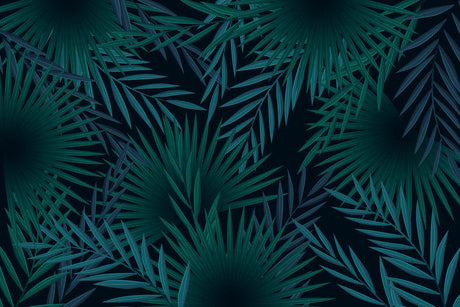 Dark green palm leaves pattern design file showing intricate botanical details and rich emerald tones