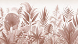 Dusky rose tropical botanical wallpaper design file showing detailed palm and monstera leaf pattern