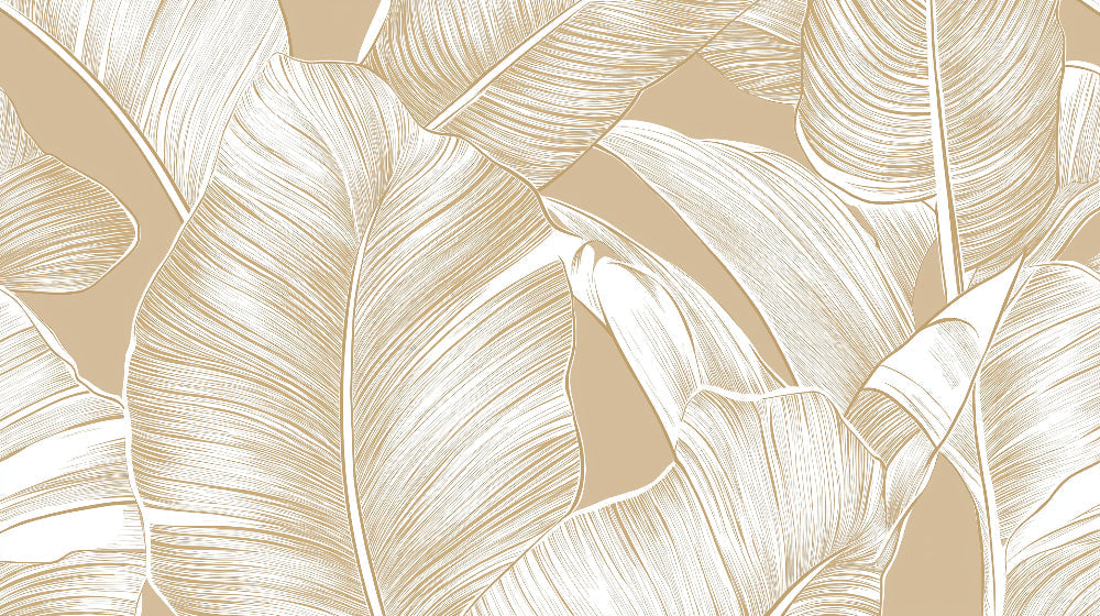 White and beige banana leaf pattern design file showing intricate botanical details and texture